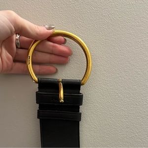 Black Prada Belt with Gold Hardware